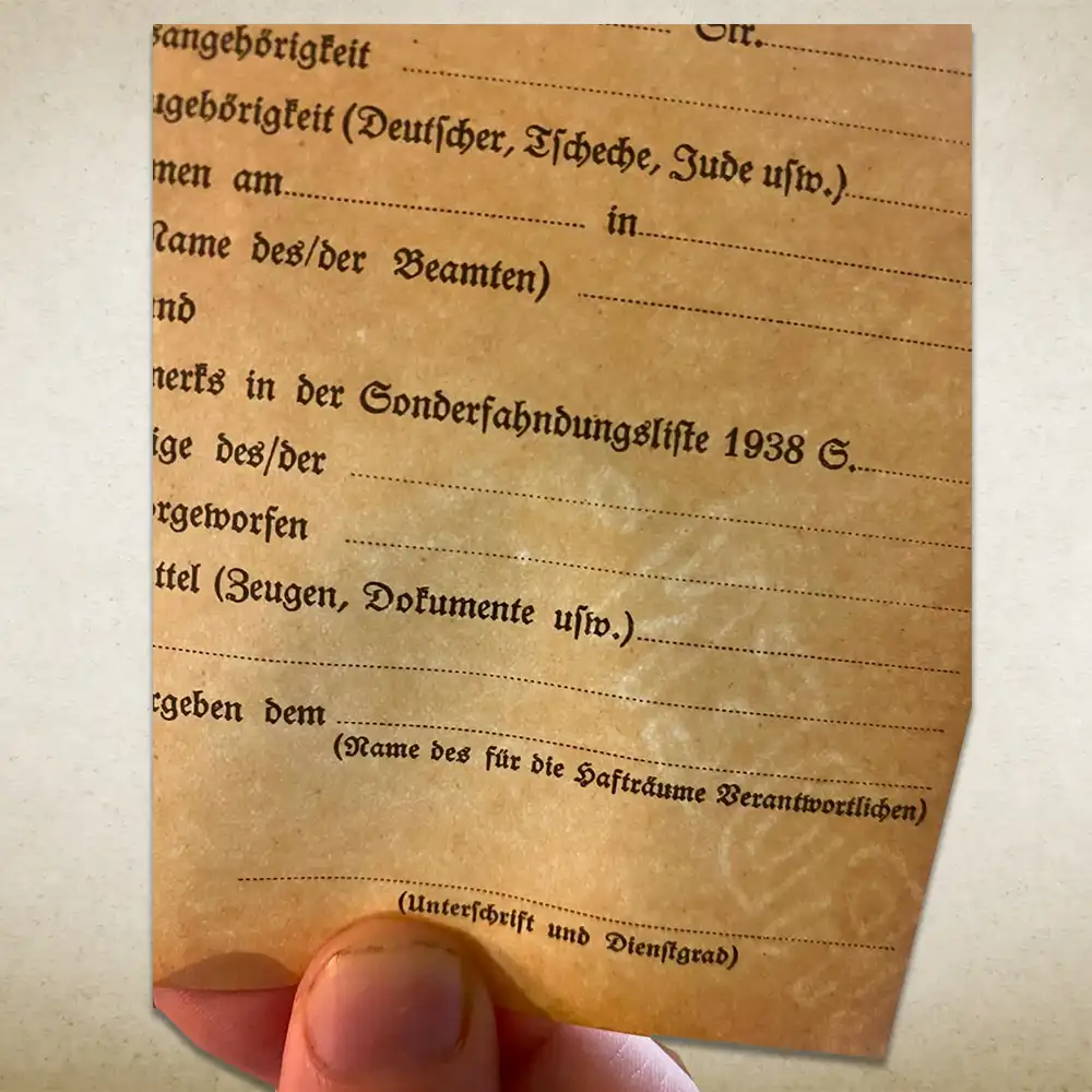 Historisches Festnahmeprotokoll / Zeitdokument WWII – Bild 2